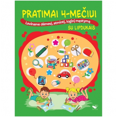 Pratimai 4-mečiui su lipdukais. Laviname dėmesį, atmintį, loginį mąstymą