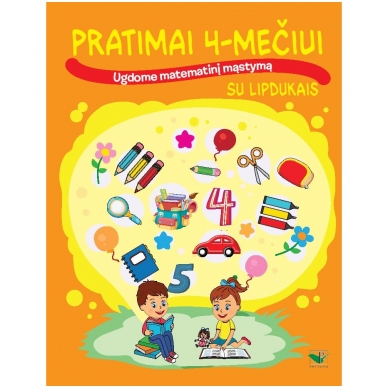 Pratimai 4-mečiui su lipdukais. Ugdome matematinį mąstymą