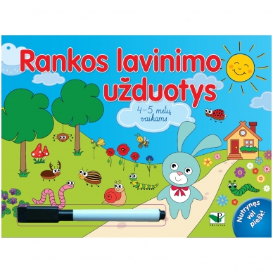 Rankos lavinimo užduotys 4-5 metų vaikams. Su flomasteriu. Nutrynęs vėl rašyk