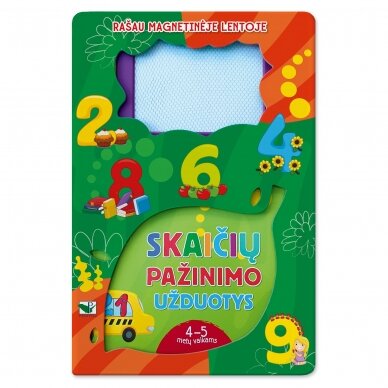 Rašau magnetinėje lentoje. Skaičių pažinimo užduotys. 4-5 m. vaikams