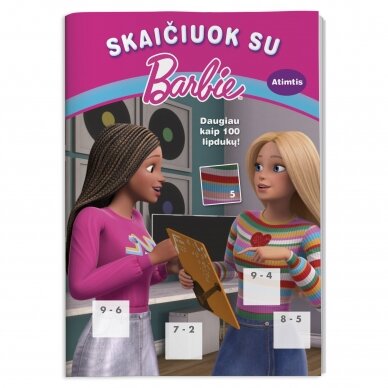 Skaičiuok su Barbie. Atimtis. Daugiau kaip 100 lipdukų